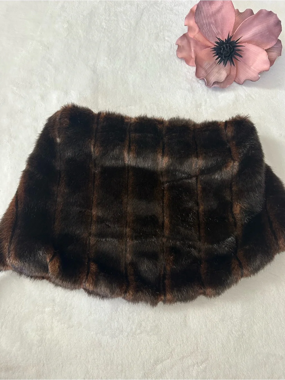 NWT Necessary Object Faux Fur Shrug Stole Women One Size Brown